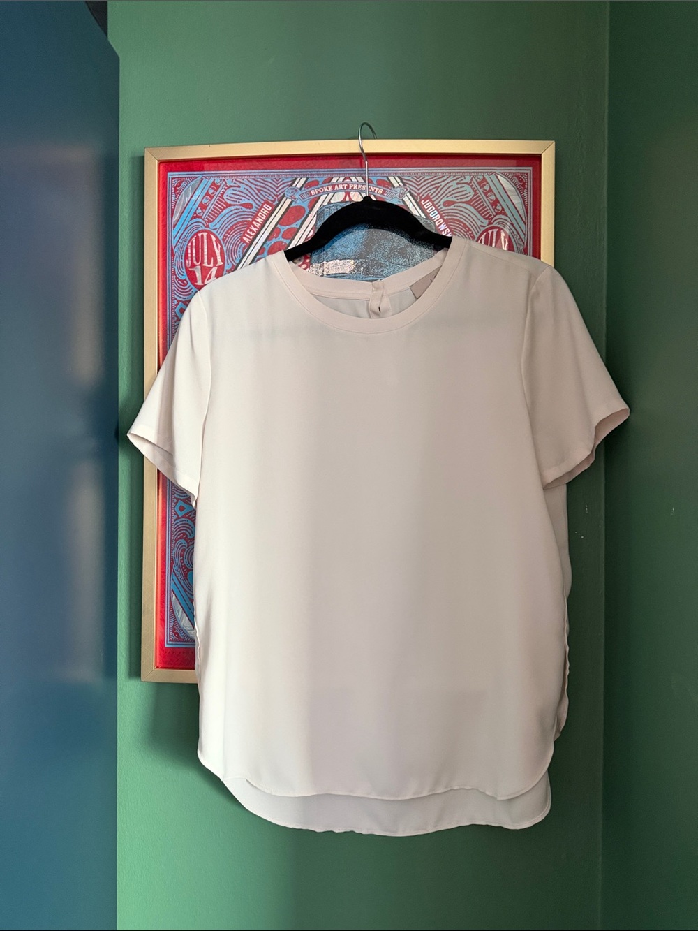 LOFT Cream Short-Sleeve Crewneck Blouse